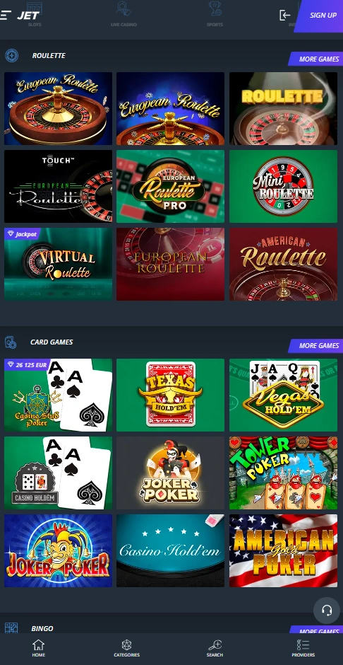 jet mobile games page